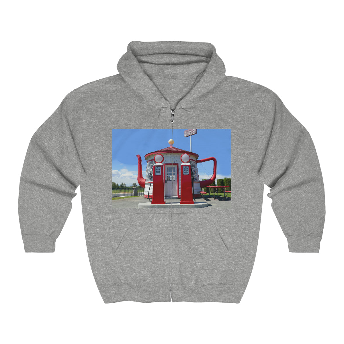 Awesome Teapot Dome Service Station - Unisex Heavy Blend Full Zip Hooded Sweatshirt - Fry1Productions