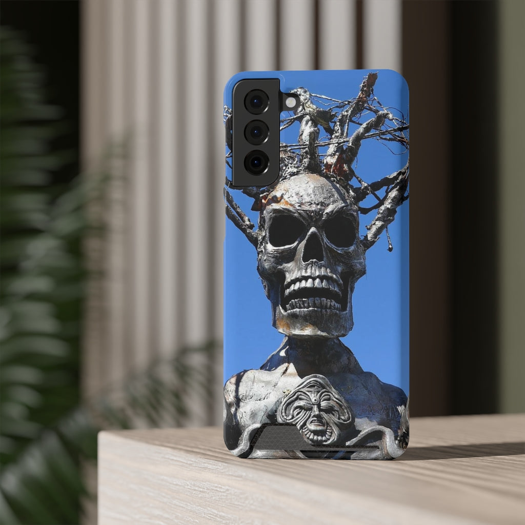 "Skull Warrior Stare" - Galaxy S22 S21 & iPhone 13 Case With Card Holder - Fry1Productions