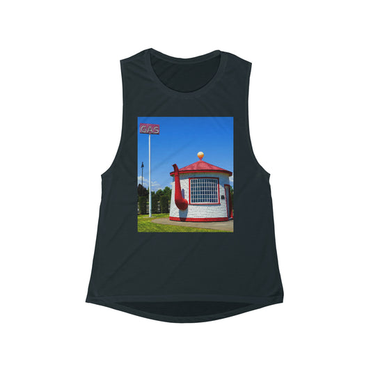 Historic Teapot Dome Service Station - Women's Flowy Scoop Muscle Tank - Fry1Productions