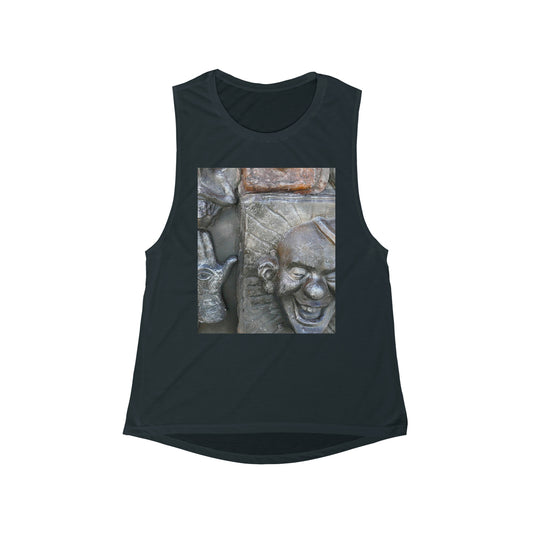 Cosmic Laughter - Women's Flowy Scoop Muscle Tank - Fry1Productions