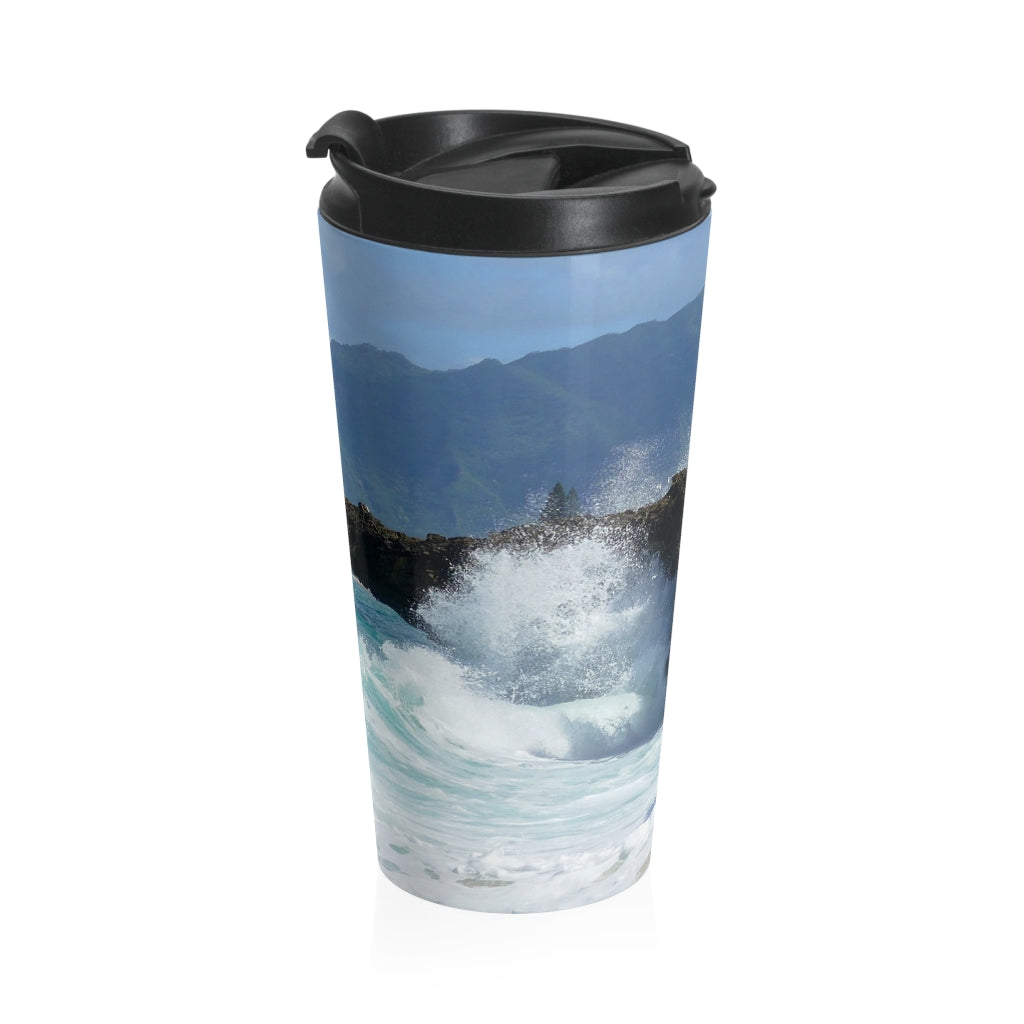 "Rockin Surfer's Rope" - Stainless Steel Travel Mug 15 oz - Fry1Productions