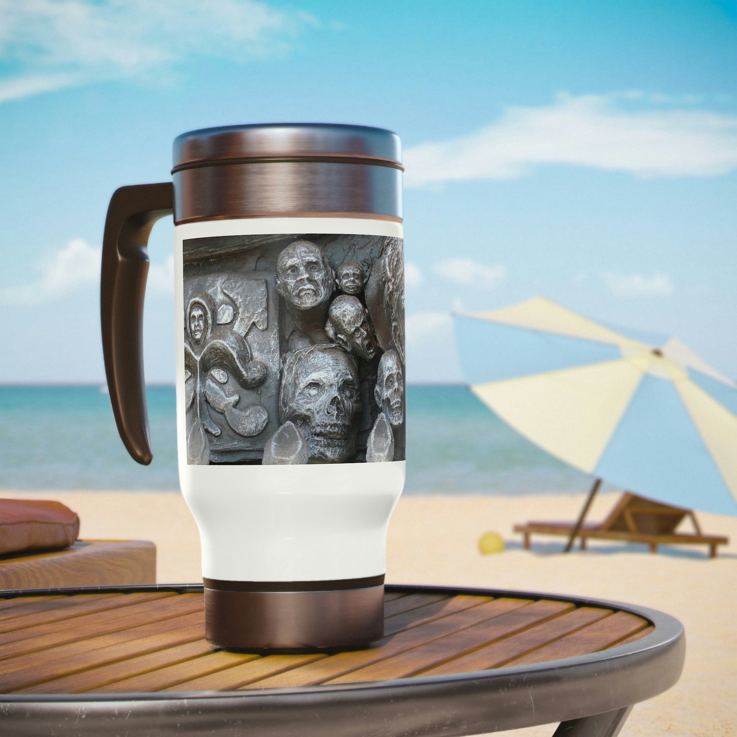 Waiting For The King - Stainless Steel Travel Mug with Handle, 14oz - Fry1Productions