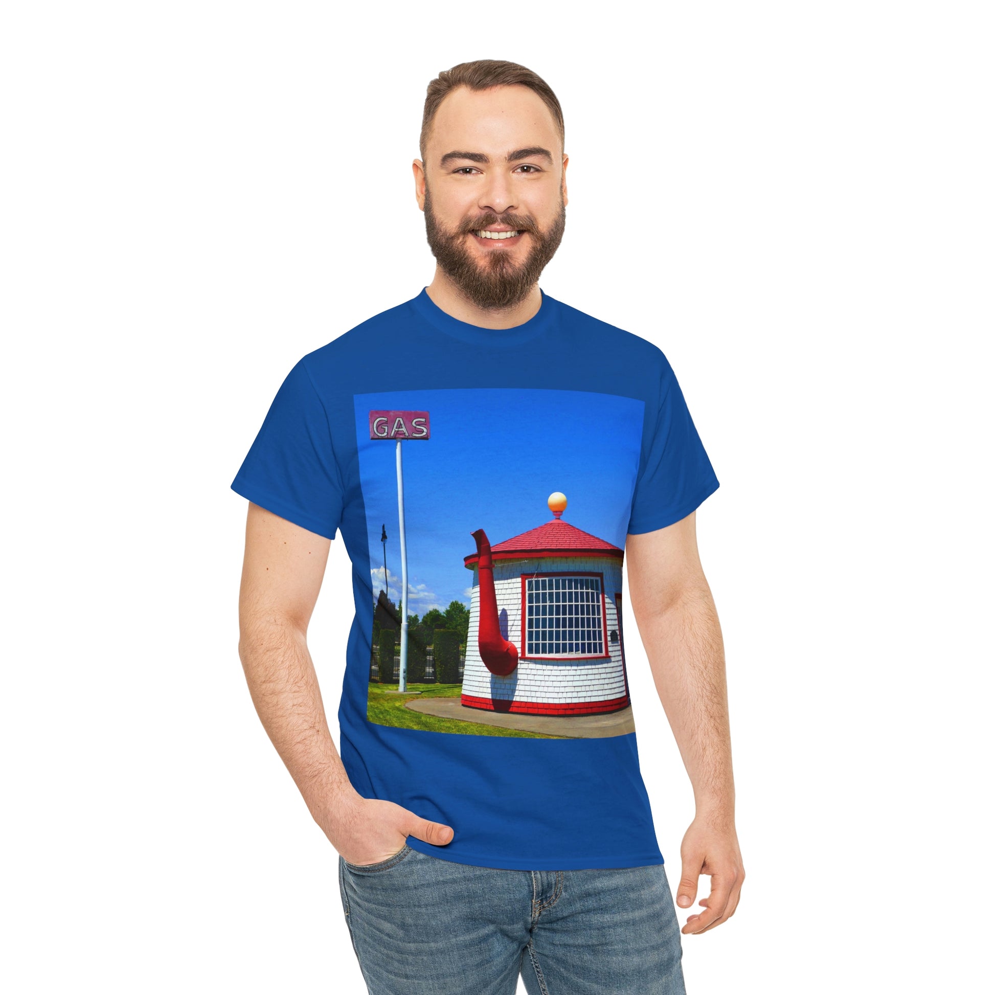 Historic Teapot Dome Service Station - Unisex Heavy Cotton Tee - Fry1Productions