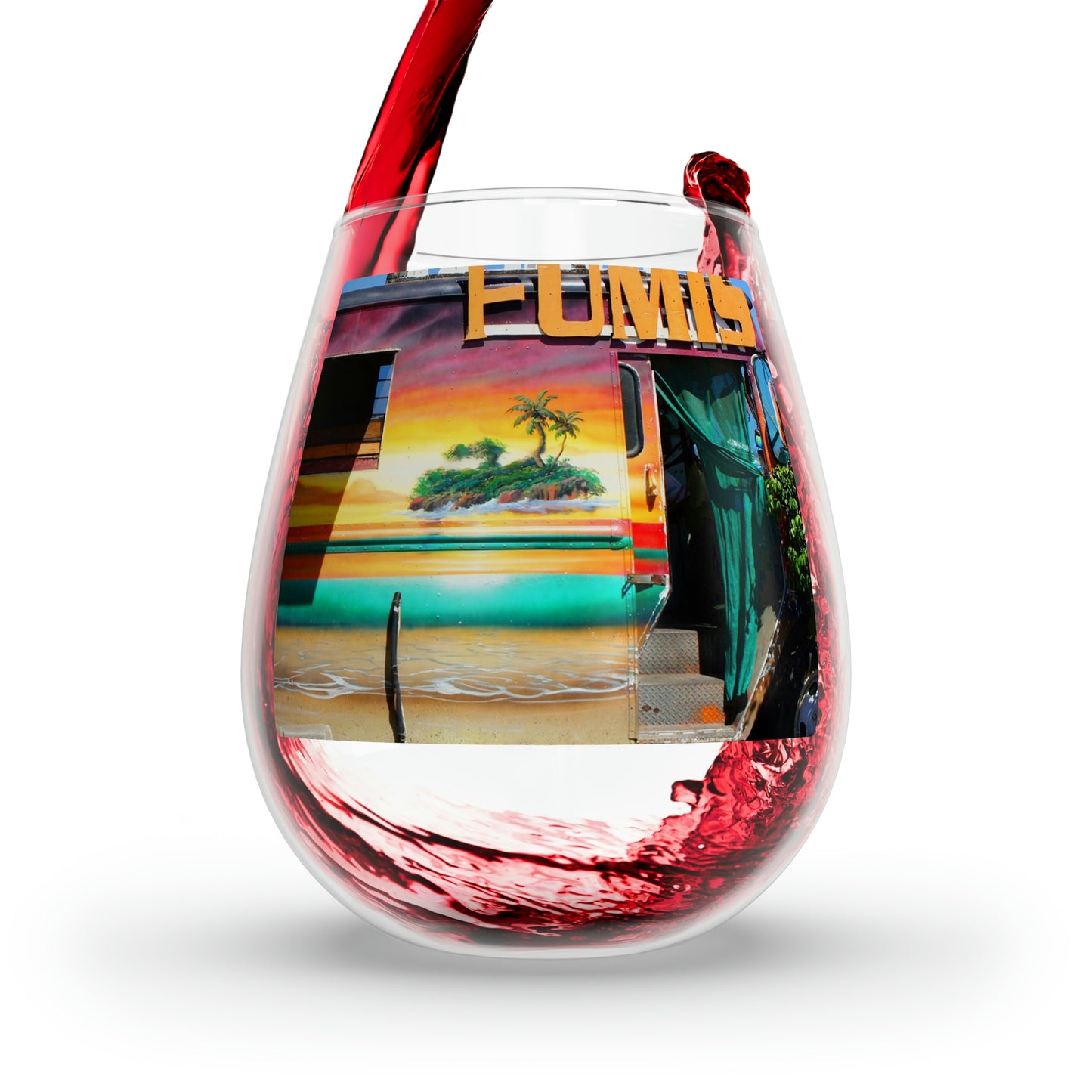 Island Love - Stemless Wine Glass, 11.75 oz - Fry1Productions