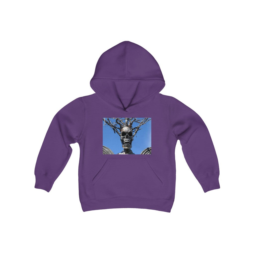 "Skull Warrior Stare" - Youth Heavy Blend Hooded Sweatshirt - Fry1Productions