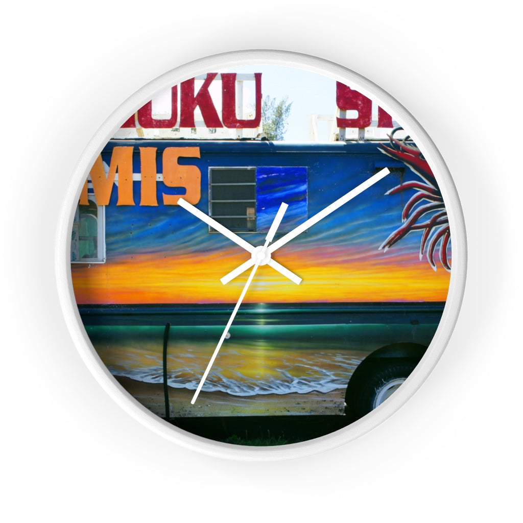 "Fumis Aloha" - 10" Wooden Frame Wall Clock - Fry1Productions