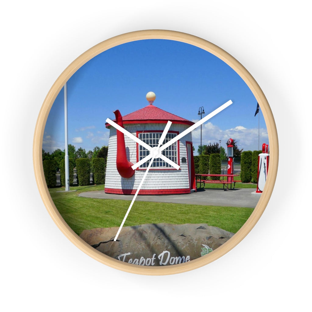 "Teapot Dome Memorial Park" - 10" Wooden Frame Wall Clock - Fry1Productions
