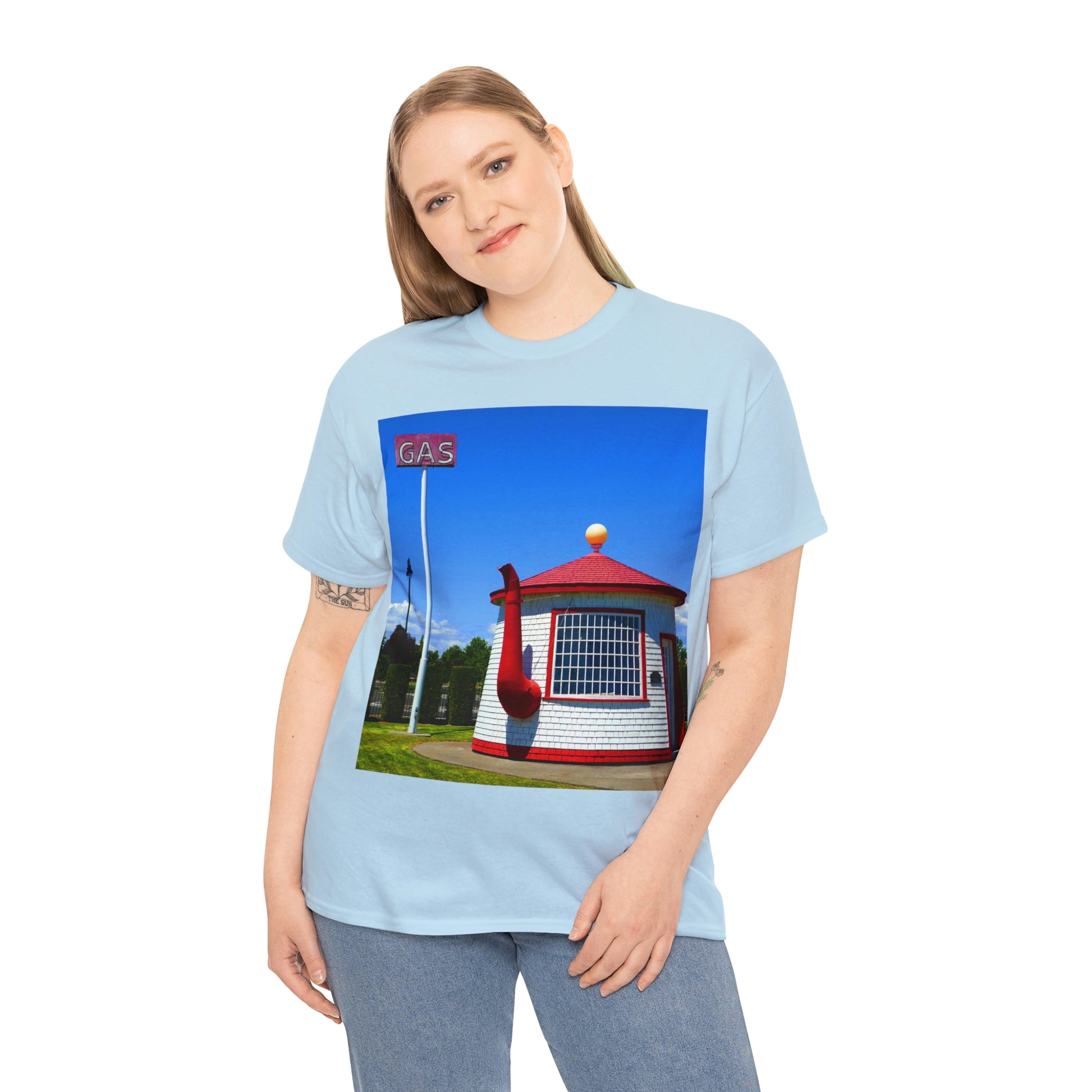 Historic Teapot Dome Service Station - Unisex Heavy Cotton Tee - Fry1Productions