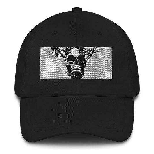 Skull Warrior Stare (Black & White) - Classic Dad Hat - Fry1Productions