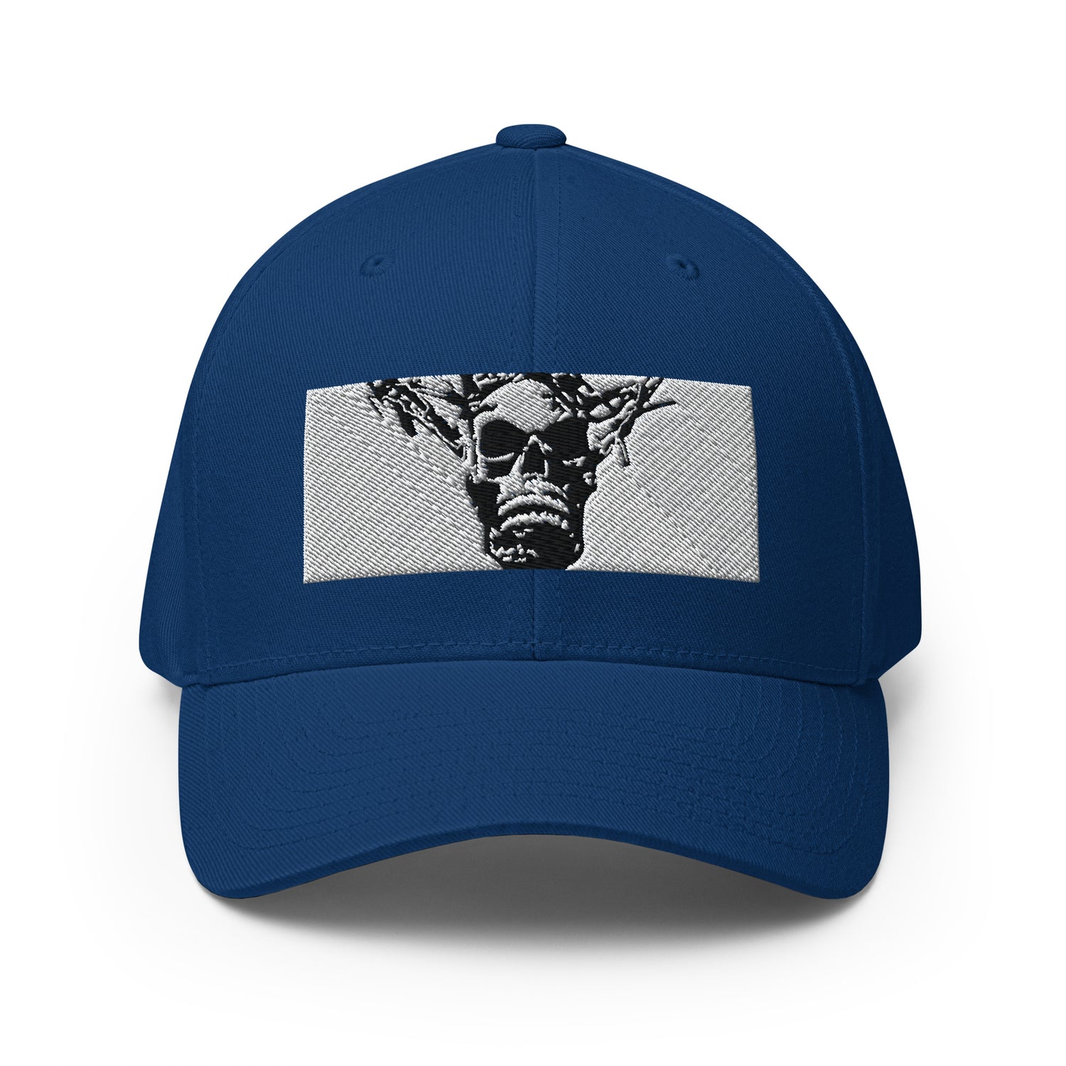 Skull Warrior Stare (Black & White) - Closed Back Structured Hat - Fry1Productions