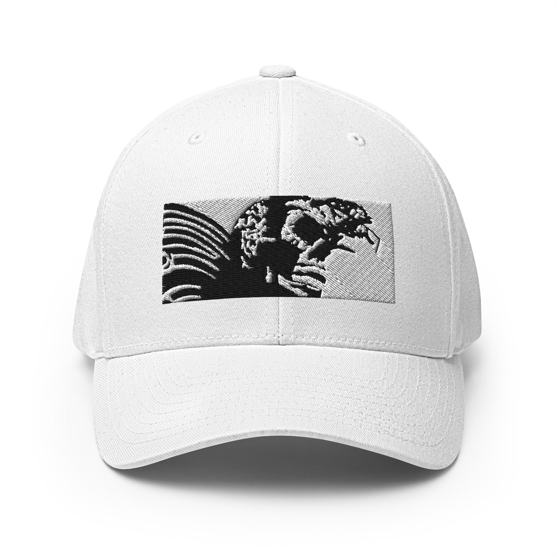 Skull Warrior (Black & White) - Closed Back Structured Hat - Fry1Productions