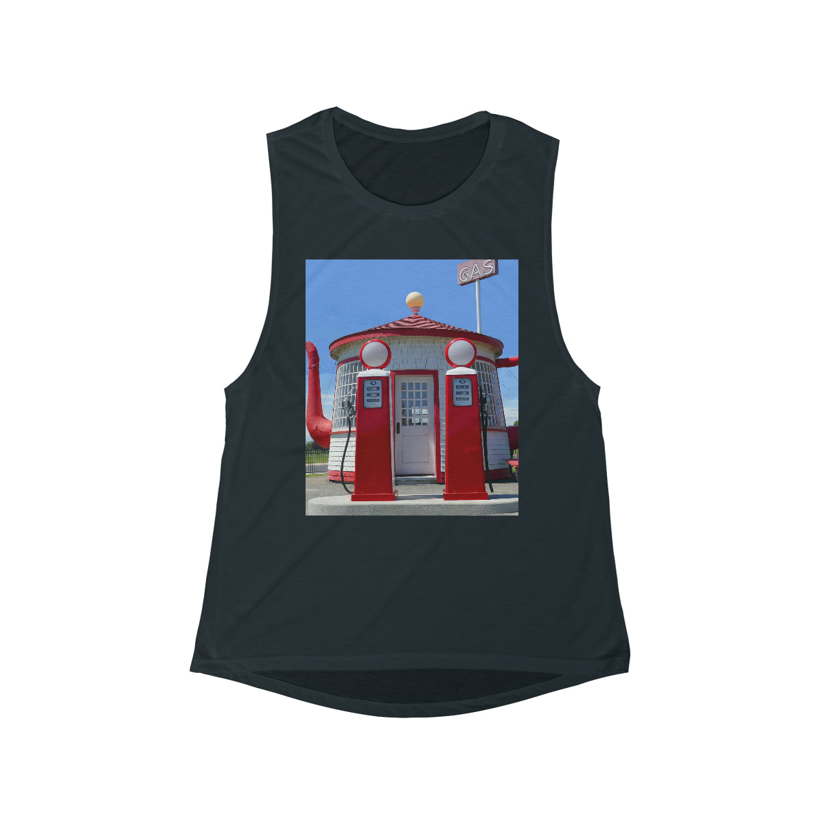 Awesome Teapot Dome Service Station - Women's Flowy Scoop Muscle Tank - Fry1Productions