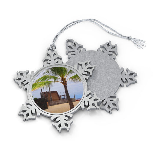 Florescence Hale O Keawe - Pewter Snowflake Ornament - Fry1Productions