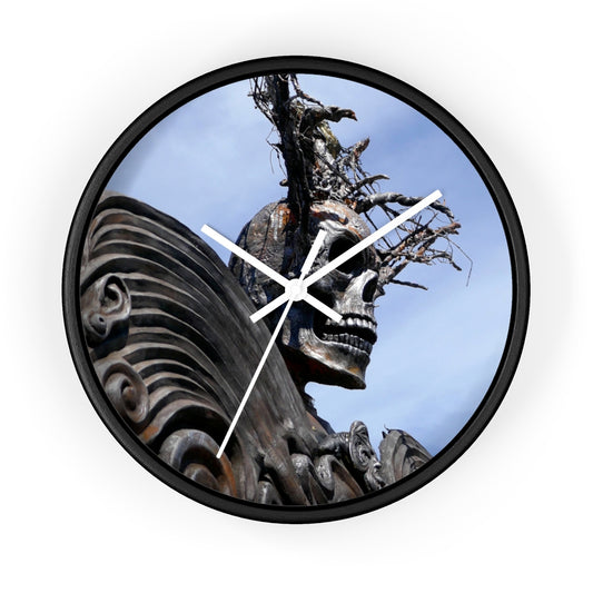 "Skull Warrior" - 10" Wooden Frame Wall Clock - Fry1Productions