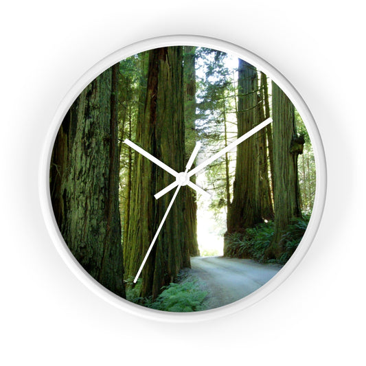"Wandering Ferns and Giants" - 10" Wooden Frame Wall Clock - Fry1Productions