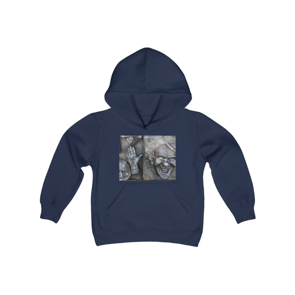 "Cosmic Laughter" - Youth Heavy Blend Hooded Sweatshirt - Fry1Productions