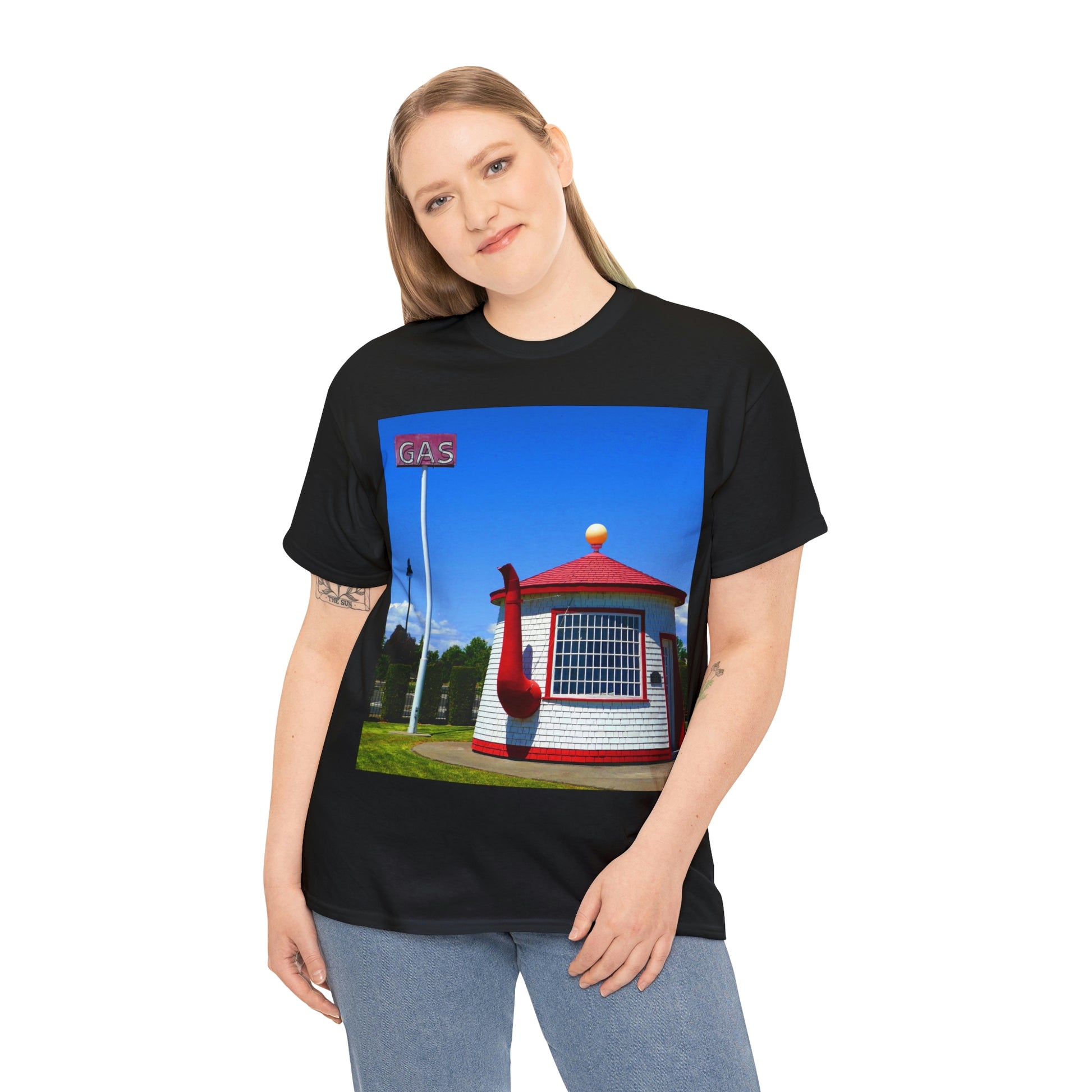 Historic Teapot Dome Service Station - Unisex Heavy Cotton Tee - Fry1Productions