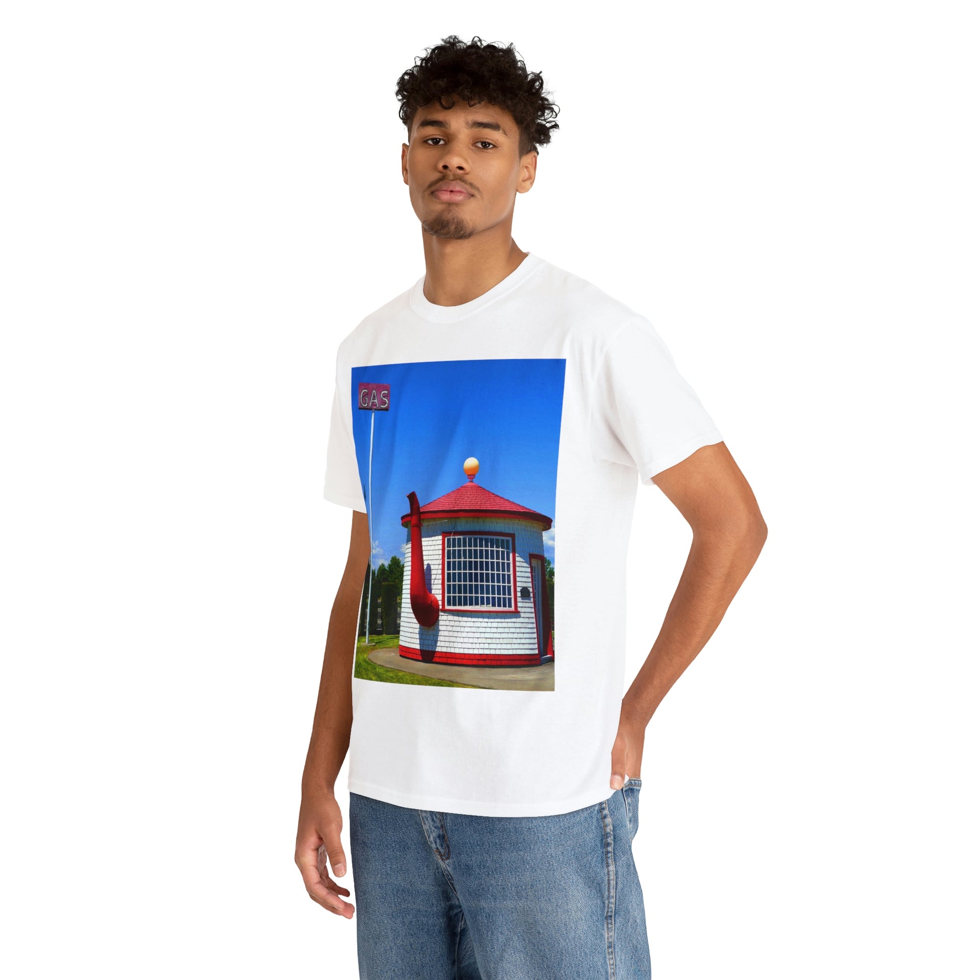 Historic Teapot Dome Service Station - Unisex Heavy Cotton Tee - Fry1Productions