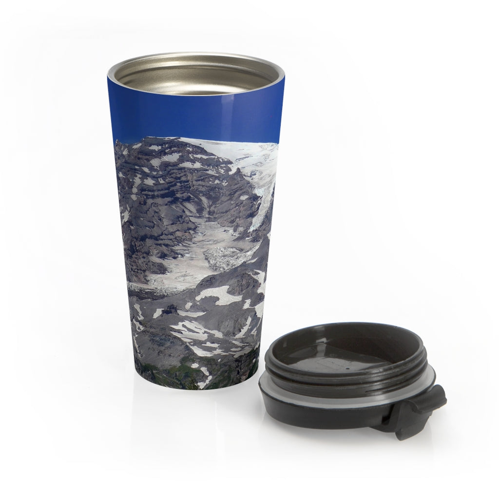 "Majestic Mt. Rainier" - Stainless Steel Travel Mug 15 oz - Fry1Productions