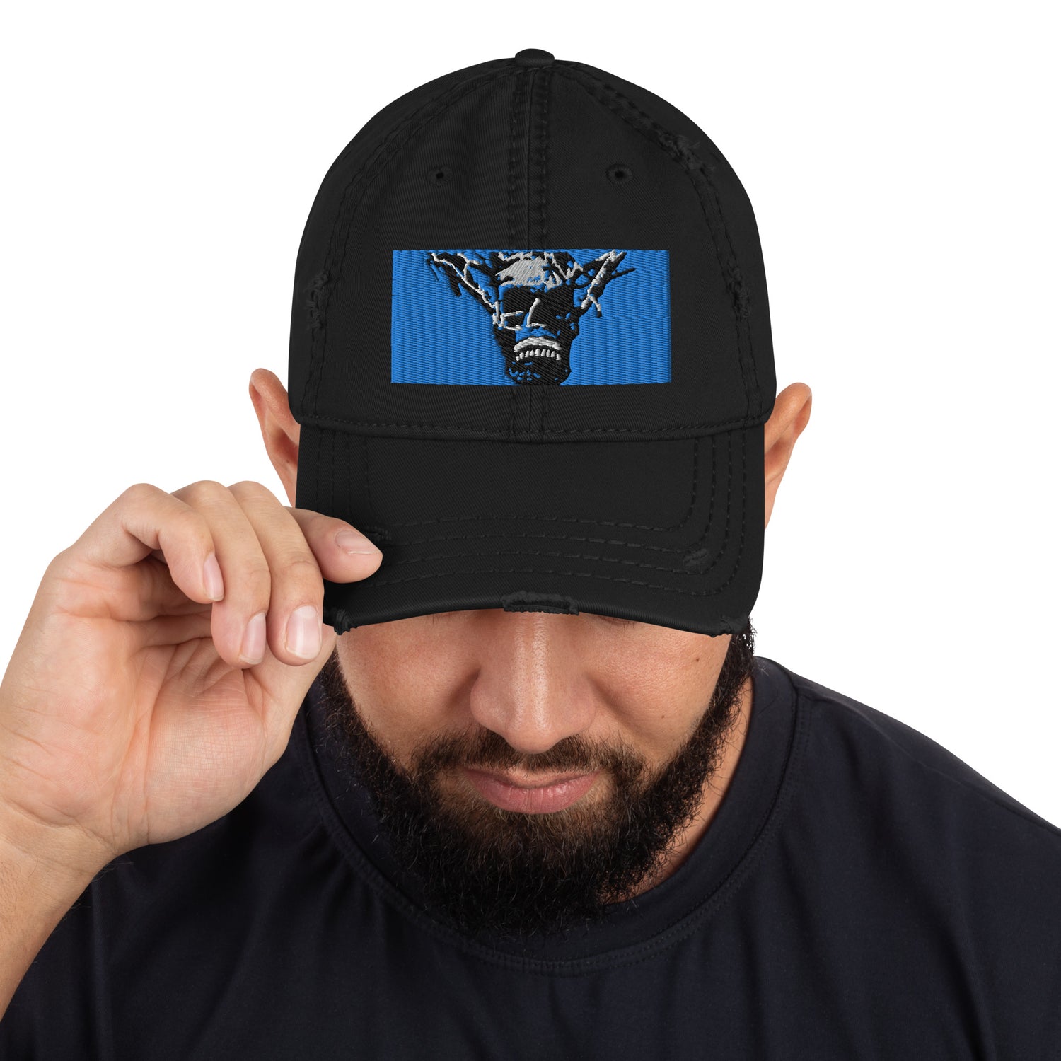 Skull Warrior Stare (Color) - Distressed Dad Hat - Fry1Productions