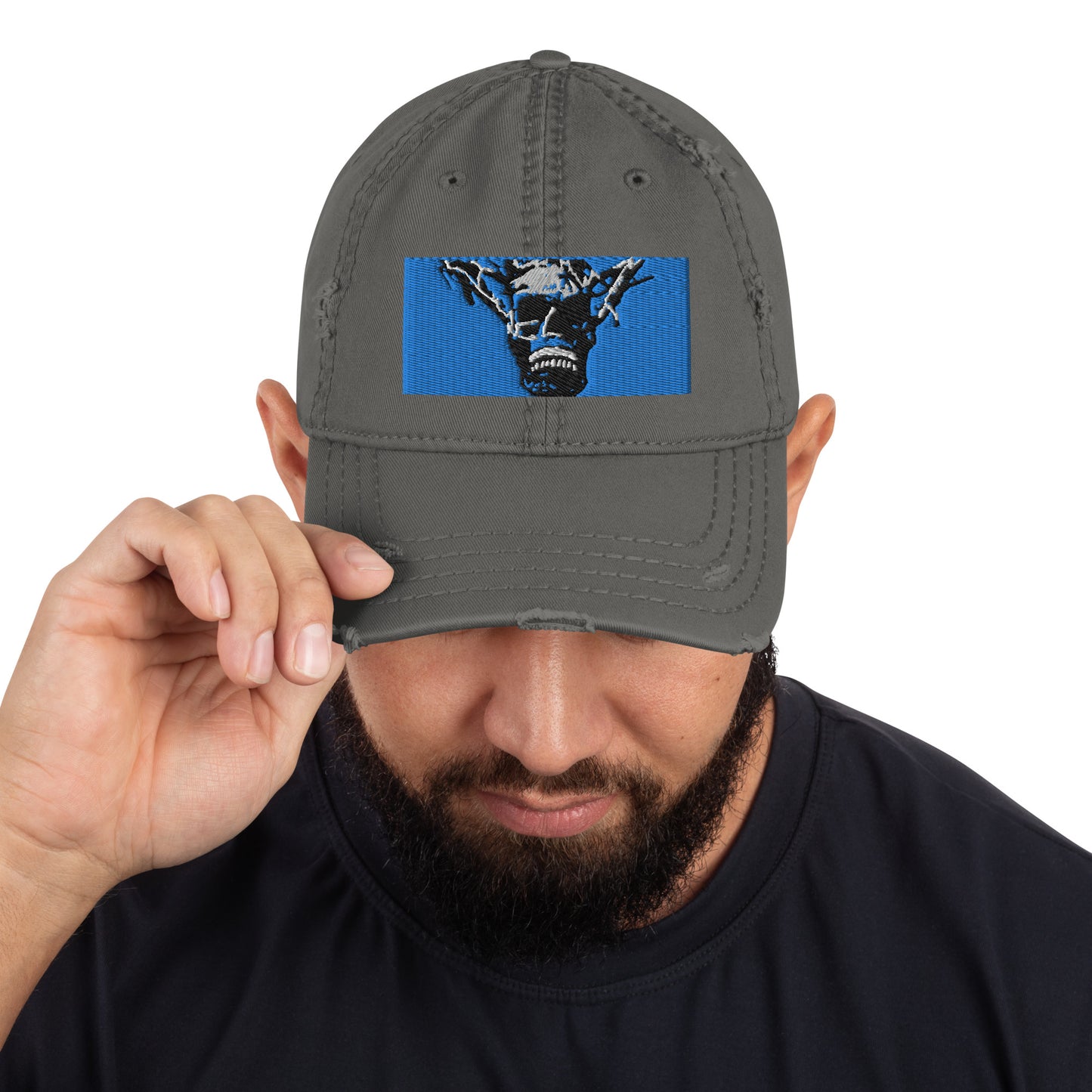 Skull Warrior Stare (Color) - Distressed Dad Hat - Fry1Productions