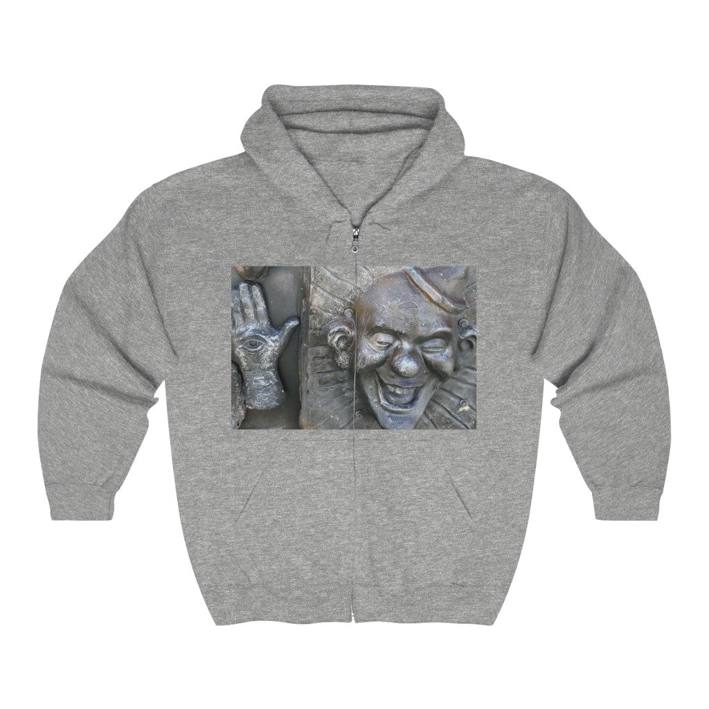 "Cosmic Laughter" - Unisex Full Zip Hooded Sweatshirt - Fry1Productions