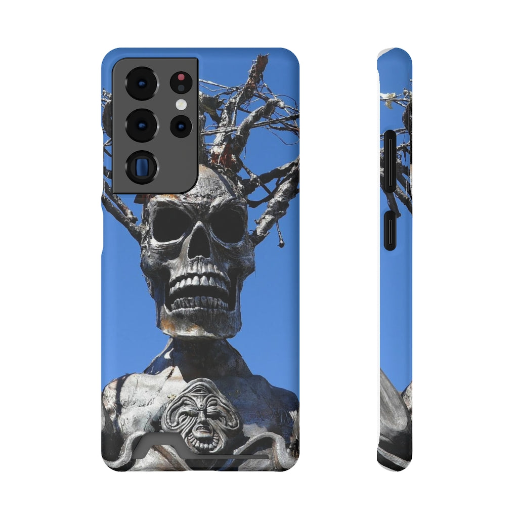 "Skull Warrior Stare" - Galaxy S22 S21 & iPhone 13 Case With Card Holder - Fry1Productions