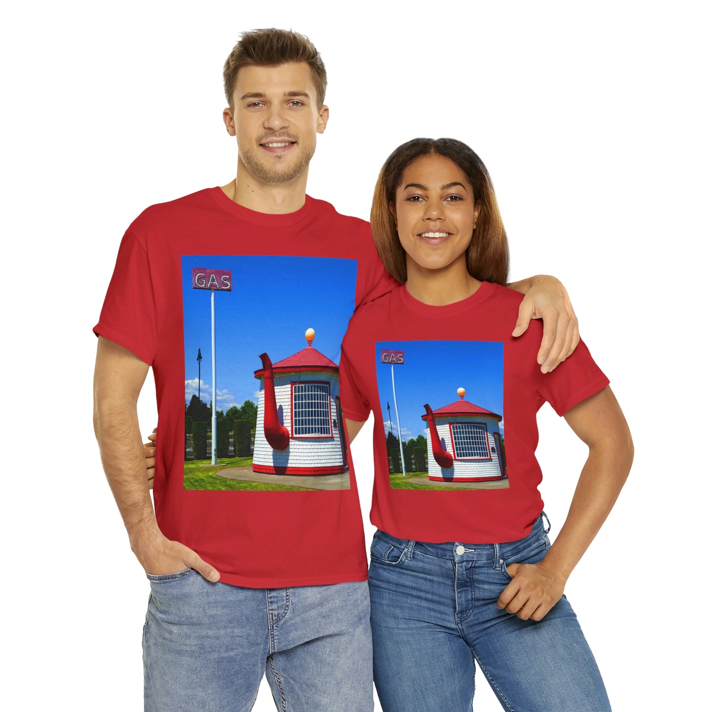 Historic Teapot Dome Service Station - Unisex Heavy Cotton Tee - Fry1Productions