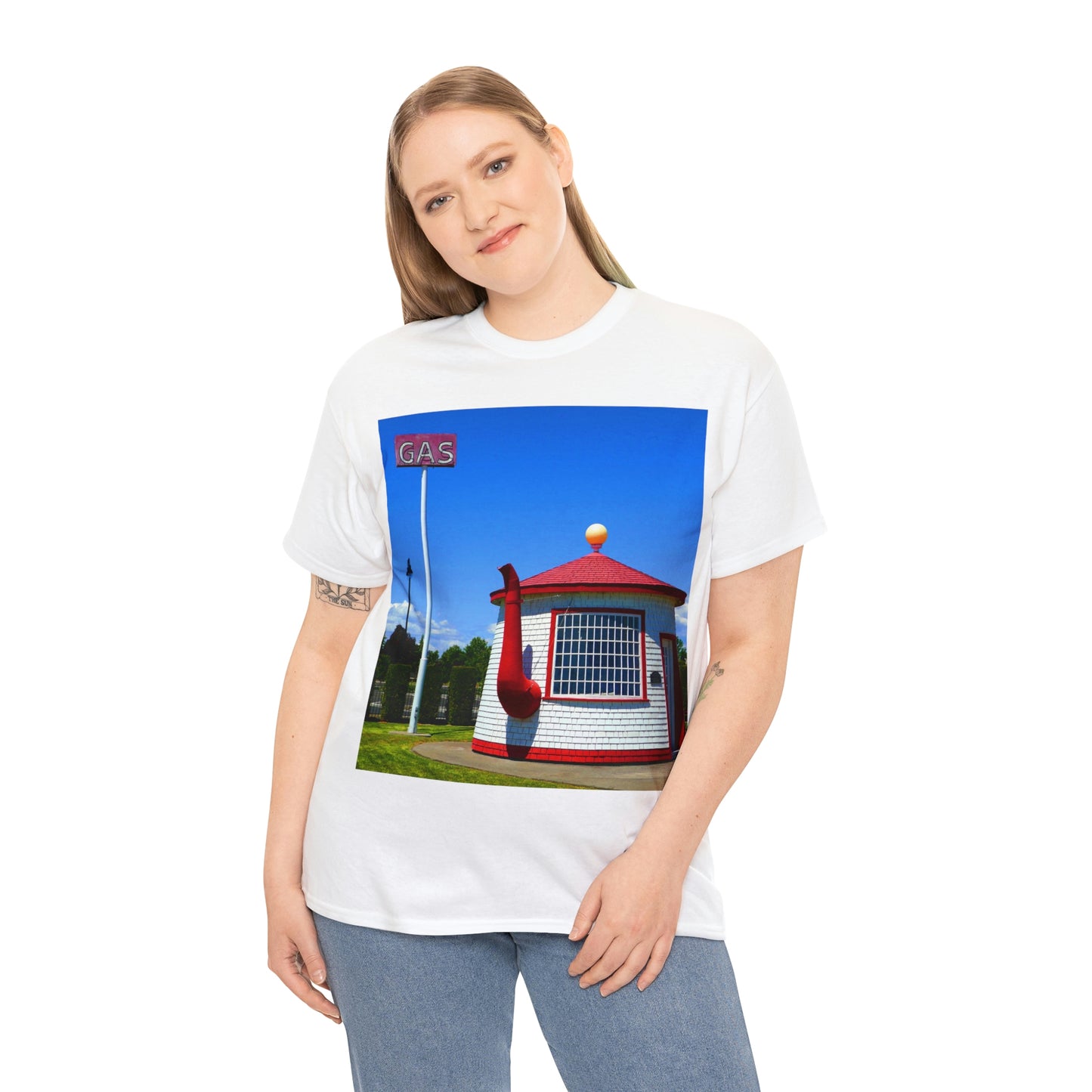 Historic Teapot Dome Service Station - Unisex Heavy Cotton Tee - Fry1Productions