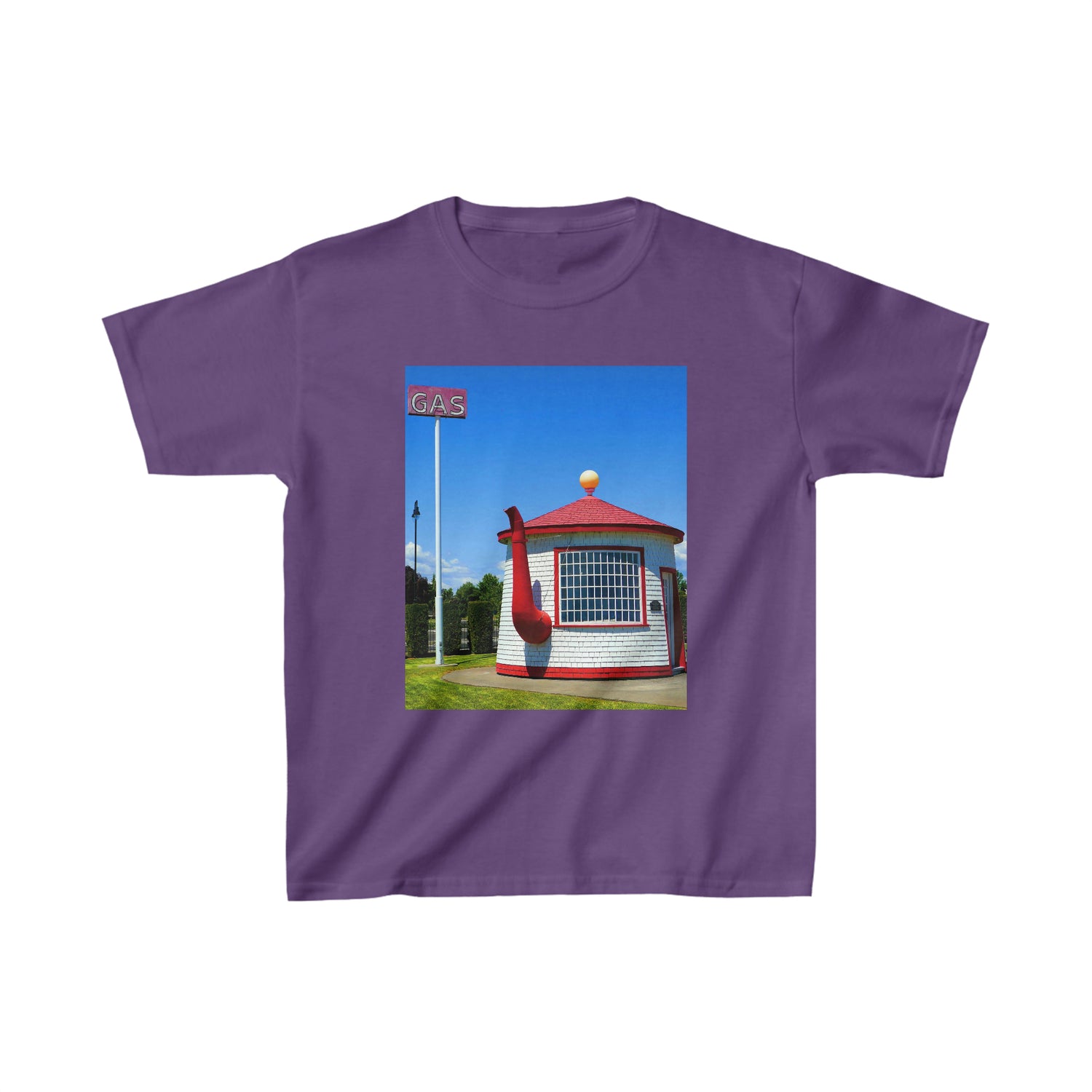 Historic Teapot Dome Service Station - Kids Cotton Tee - Fry1Productions