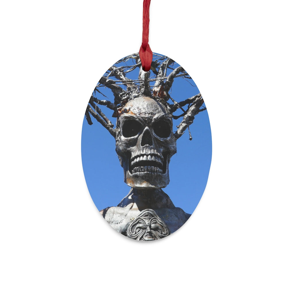 Skull Warrior Stare - Wooden Christmas Ornaments - Fry1Productions