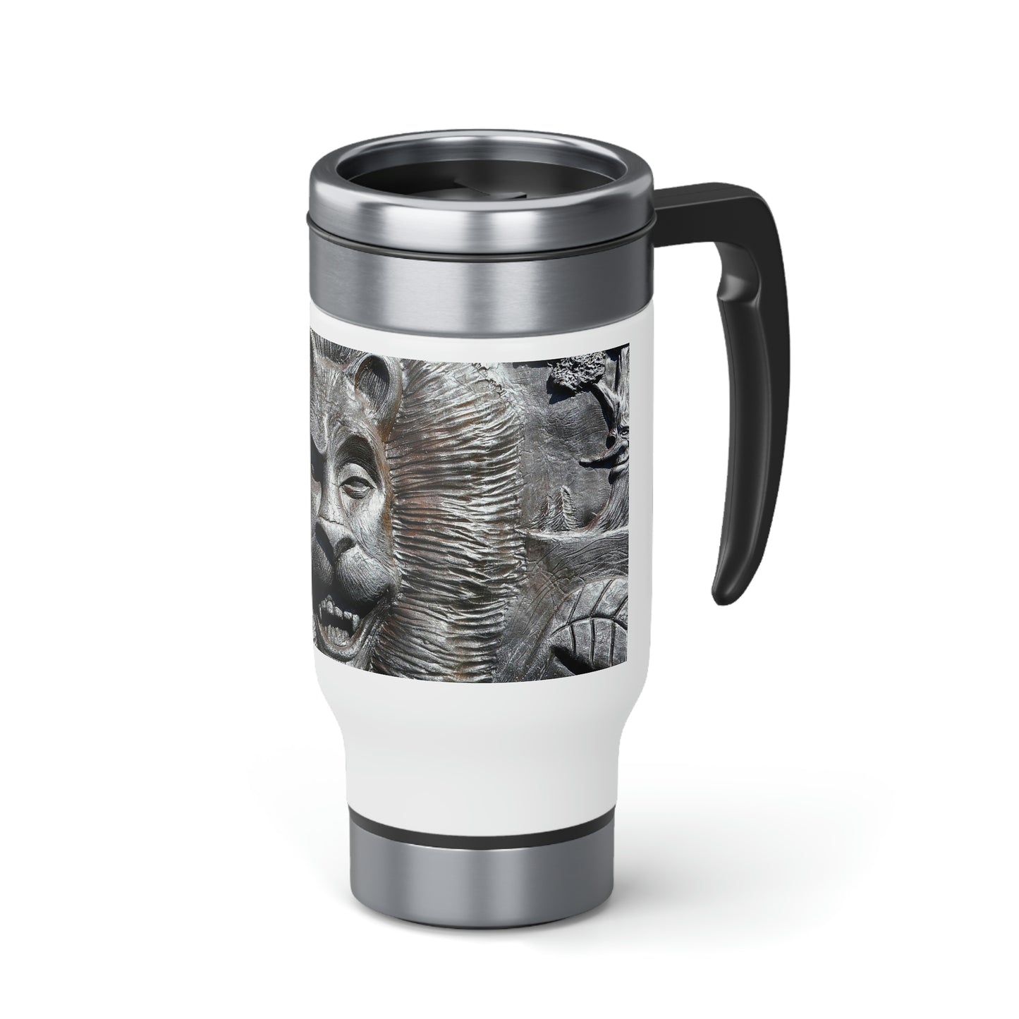 Lion's Friends Forever - Stainless Steel Travel Mug with Handle, 14oz - Fry1Productions