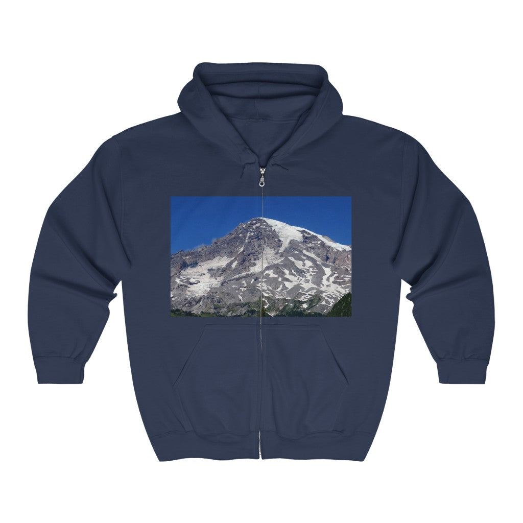 "Majestic Mt. Rainier" - Unisex Full Zip Hooded Sweatshirt - Fry1Productions