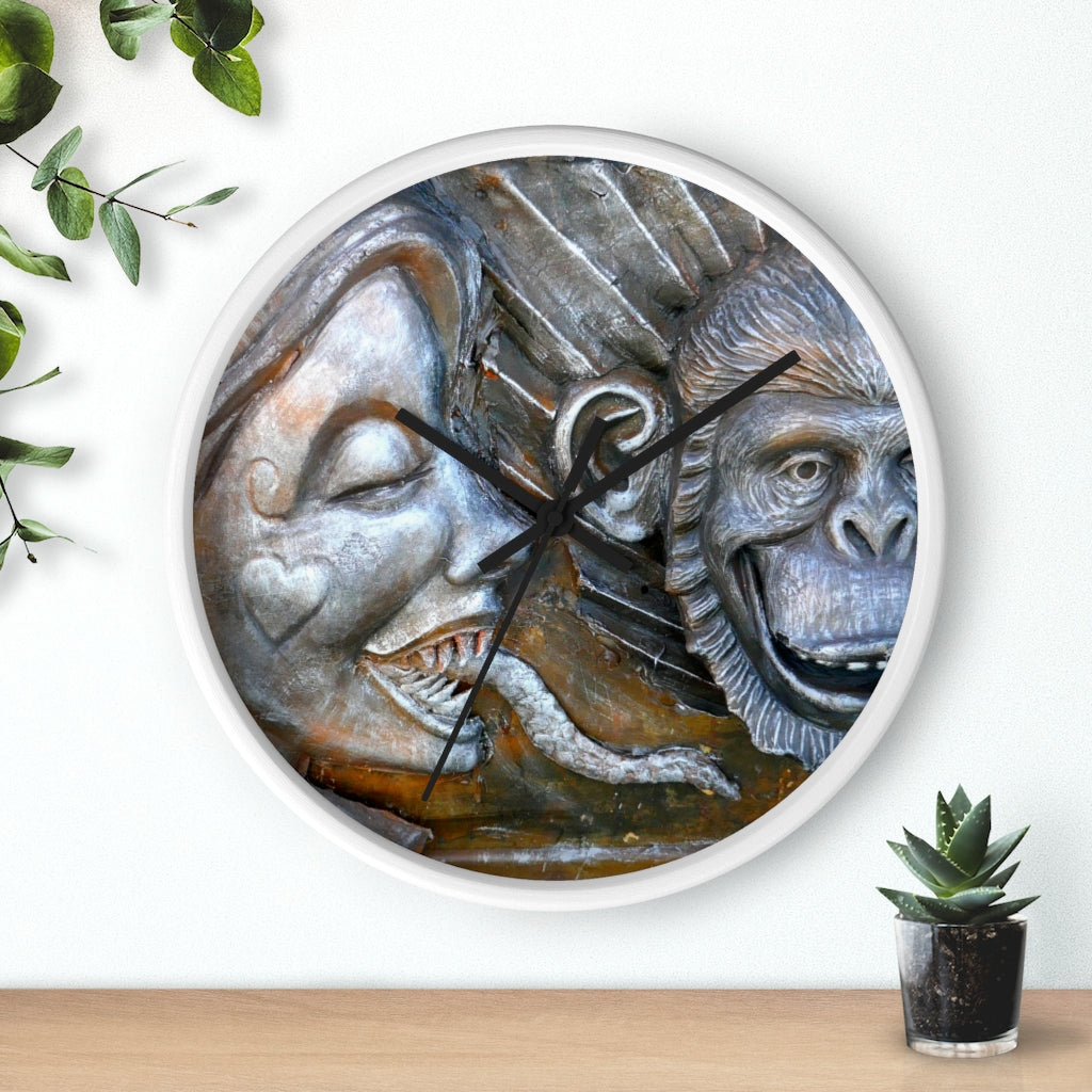 "Snakily Speaking" - 10" Wooden Frame Wall Clock - Fry1Productions