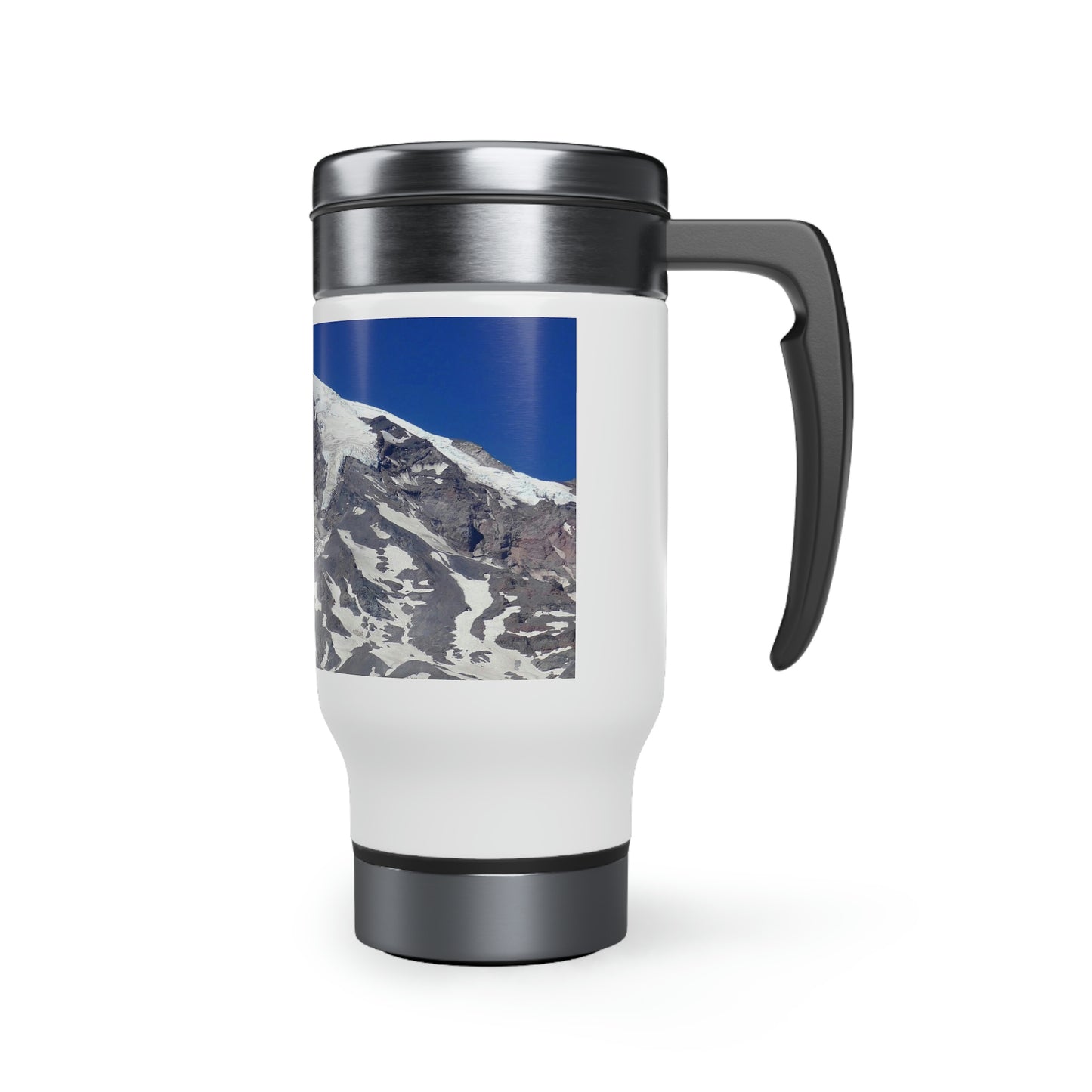Majestic Mt. Rainier - Stainless Steel Travel Mug with Handle, 14oz - Fry1Productions