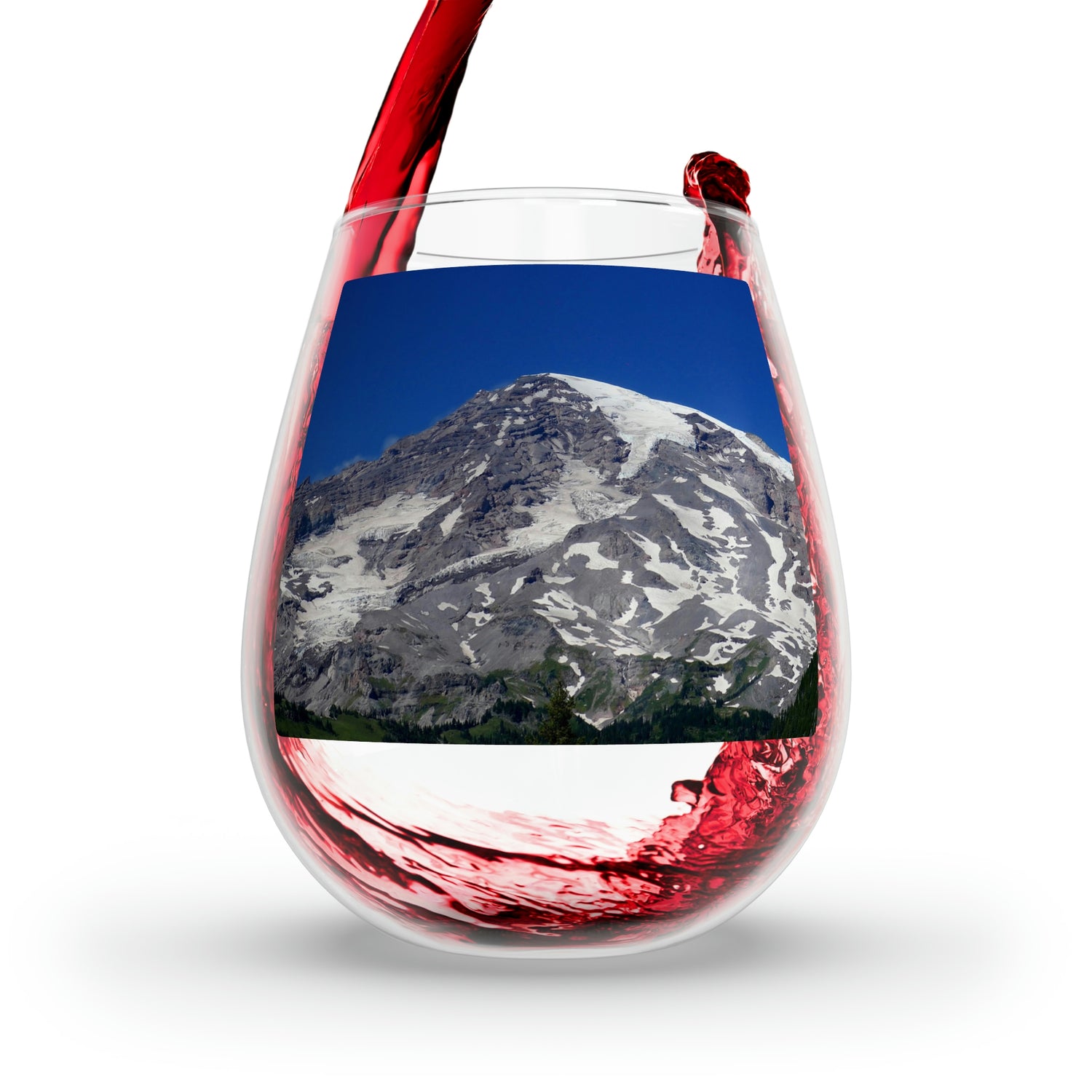 Majestic Mt. Rainier - Stemless Wine Glass, 11.75 oz - Fry1Productions