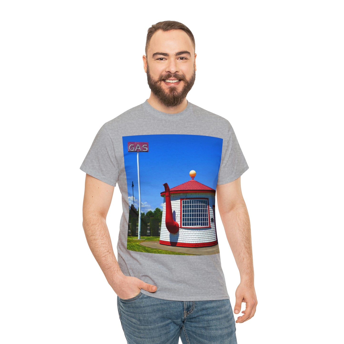 Historic Teapot Dome Service Station - Unisex Heavy Cotton Tee - Fry1Productions