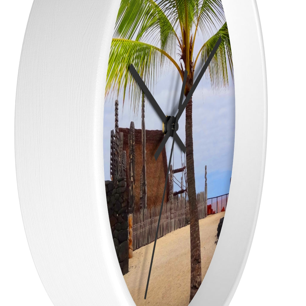 "Florescence Hale O Keawe" - 10" Wooden Frame Wall Clock - Fry1Productions