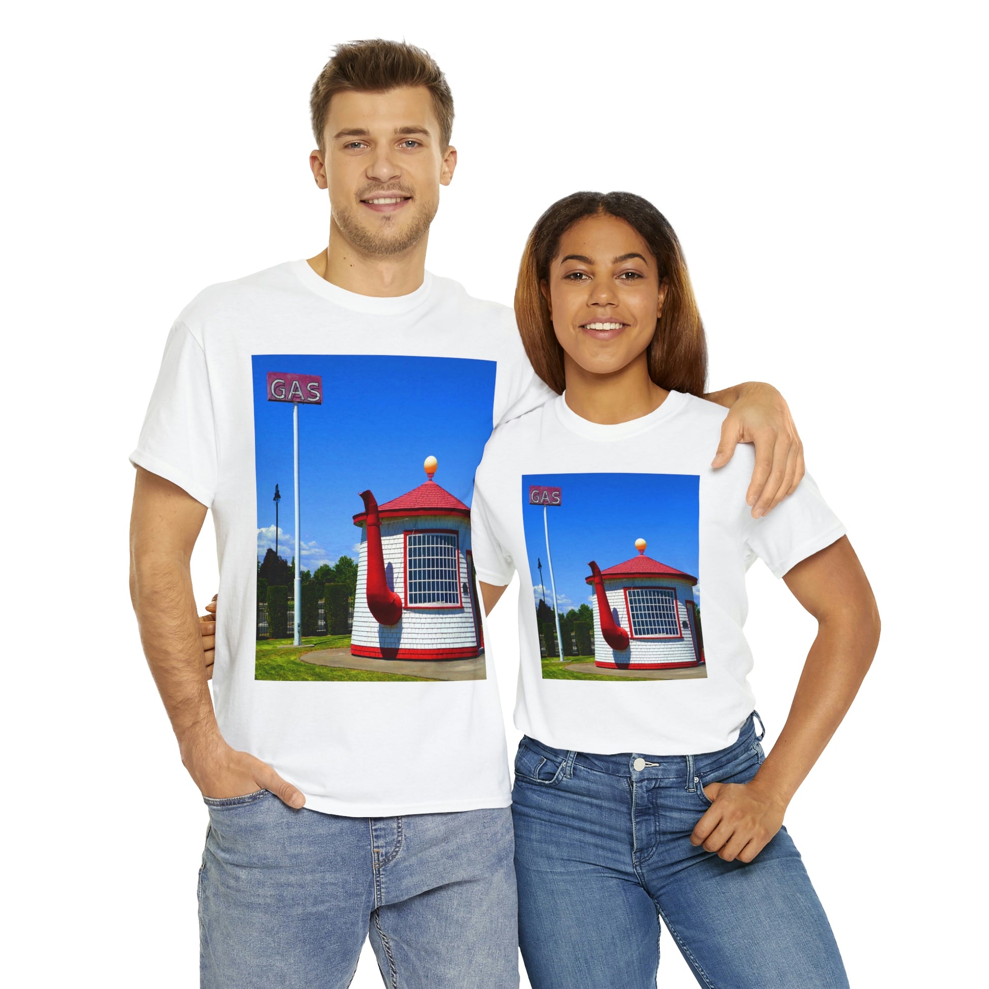 Historic Teapot Dome Service Station - Unisex Heavy Cotton Tee - Fry1Productions