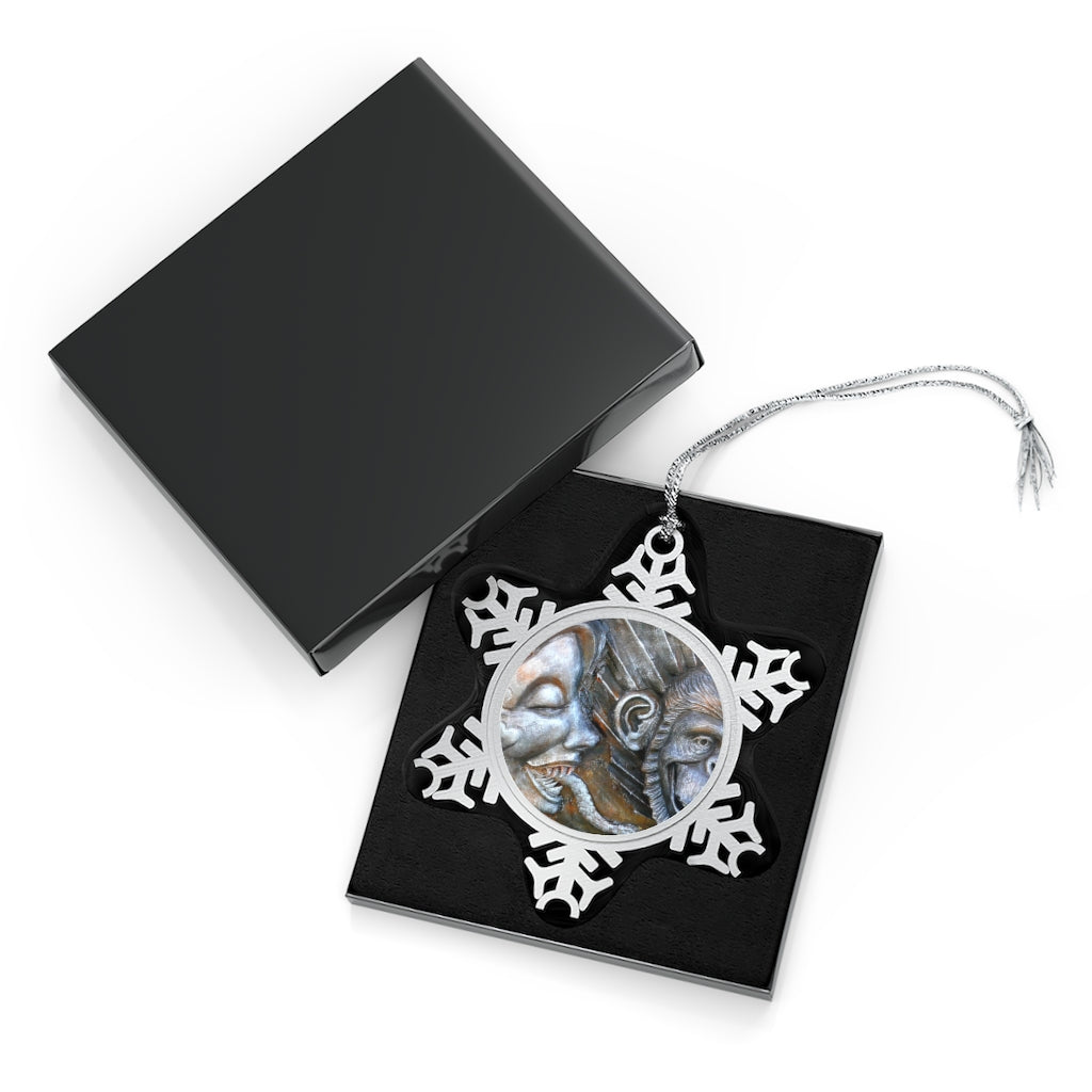 Snakily Speaking - Pewter Snowflake Ornament - Fry1Productions