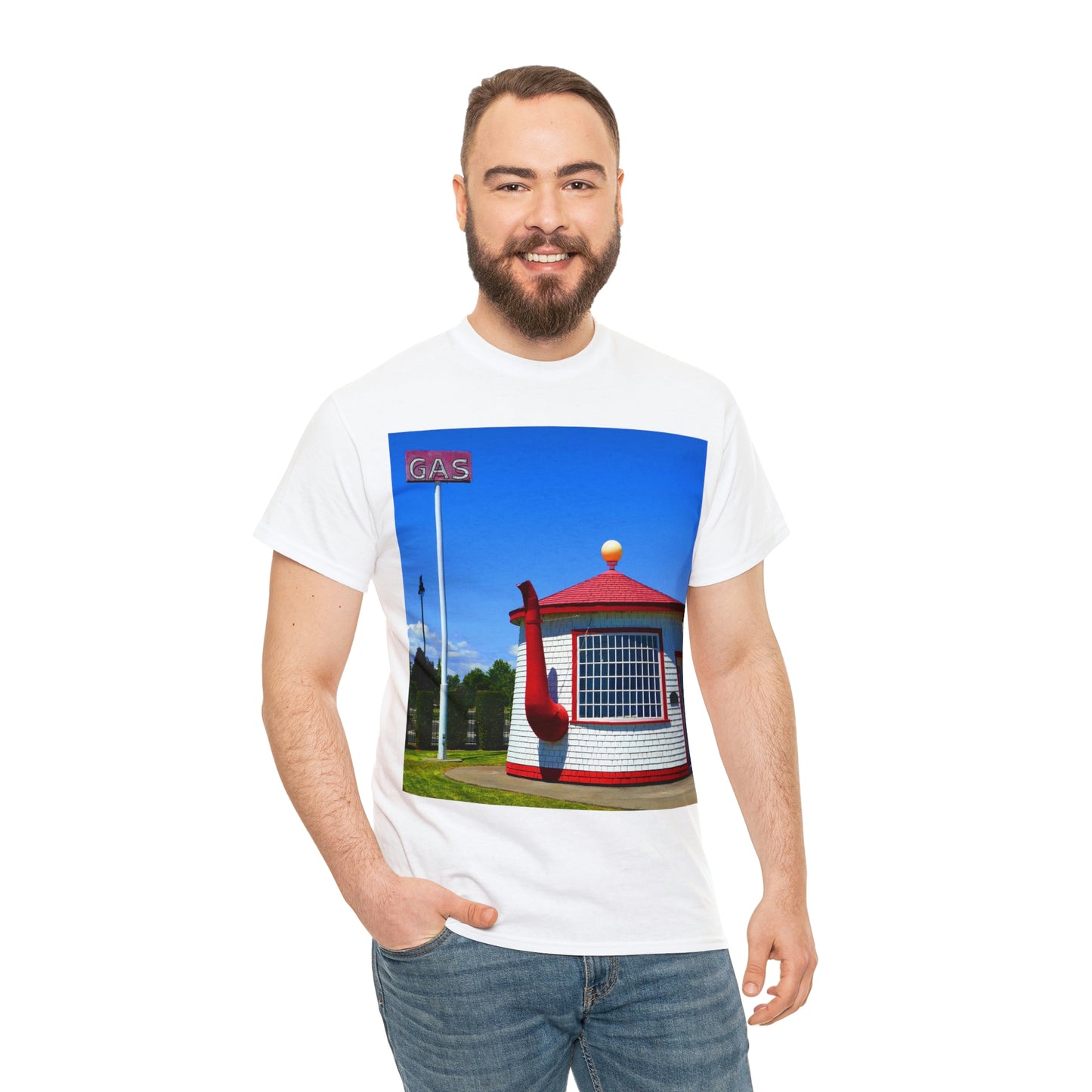 Historic Teapot Dome Service Station - Unisex Heavy Cotton Tee - Fry1Productions