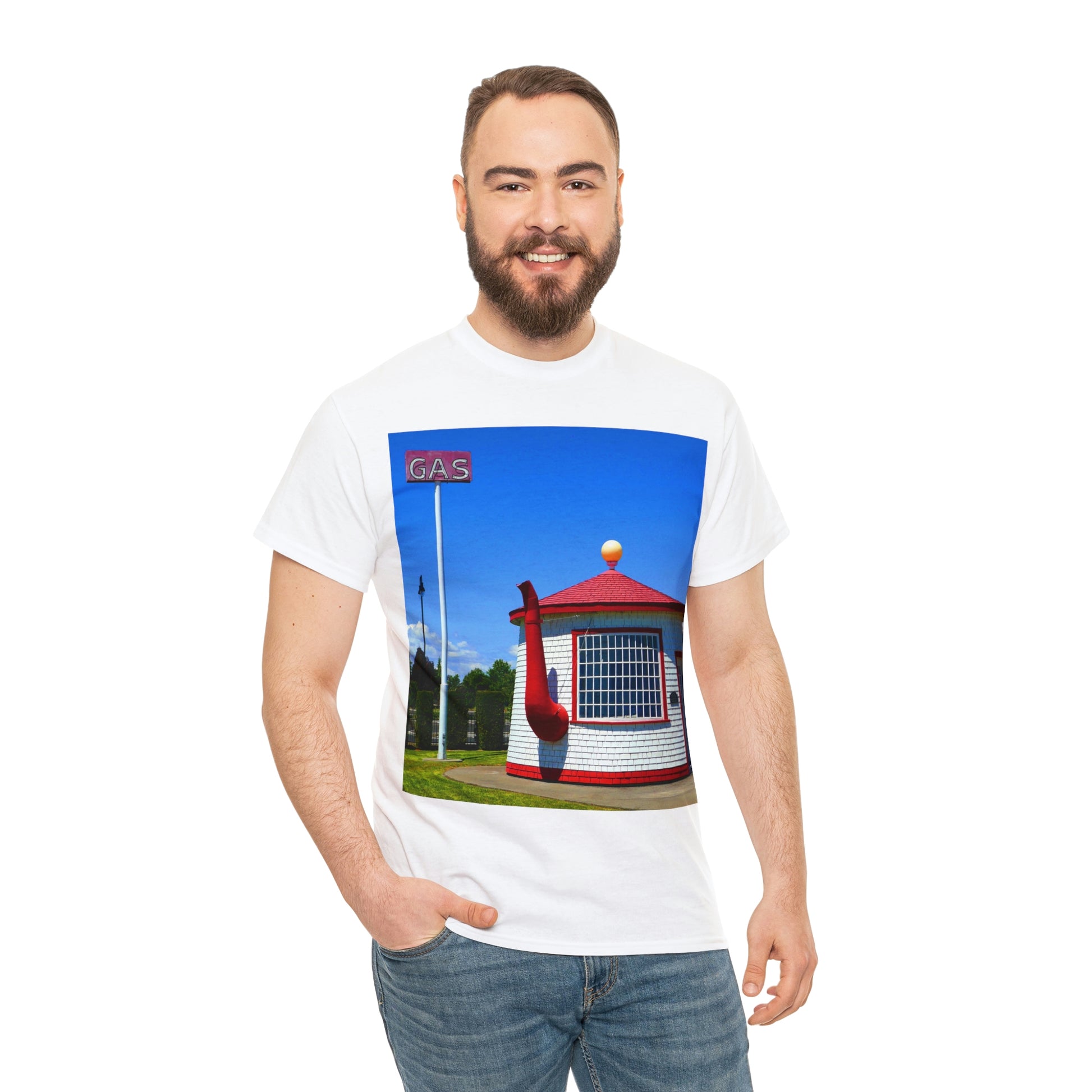 Historic Teapot Dome Service Station - Unisex Heavy Cotton Tee - Fry1Productions