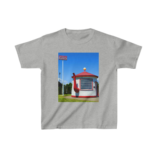 Historic Teapot Dome Service Station - Kids Cotton Tee - Fry1Productions