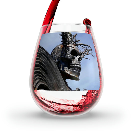 Skull Warrior - Stemless Wine Glass, 11.75 oz - Fry1Productions