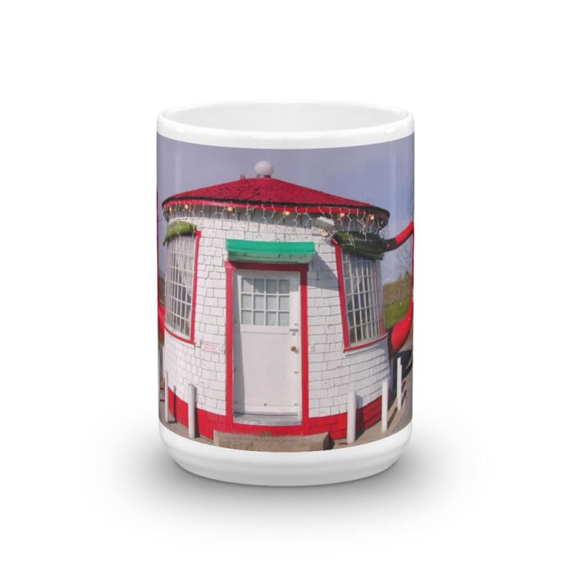 "Historic Teapot Dome Service Station" - 11 oz and 15 oz Ceramic White Gloss Coffee Mugs - Fry1Productions