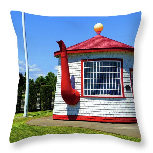 Historic Teapot Dome Service Station - Throw Pillow - Fry1Productions