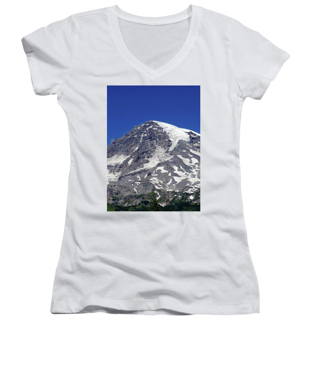 "Majestic Mt. Rainier" - Women's V-Neck - Fry1Productions