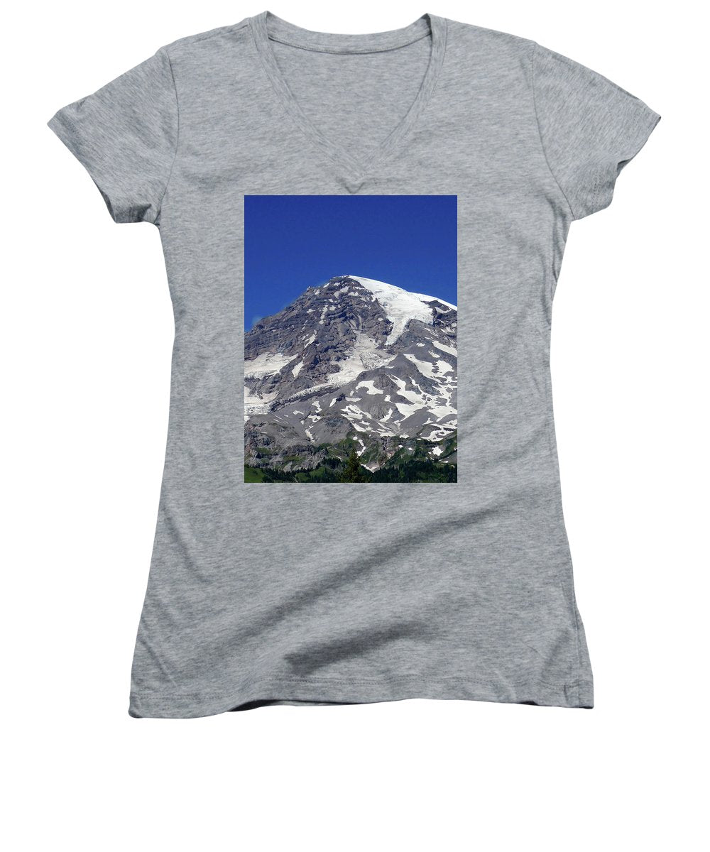 "Majestic Mt. Rainier" - Women's V-Neck - Fry1Productions