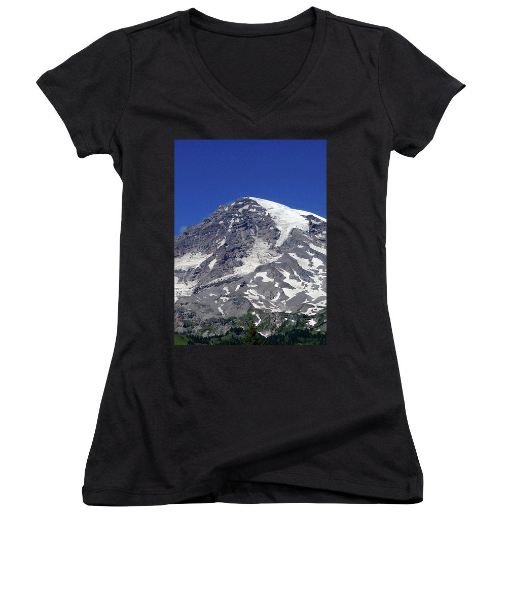 "Majestic Mt. Rainier" - Women's V-Neck - Fry1Productions