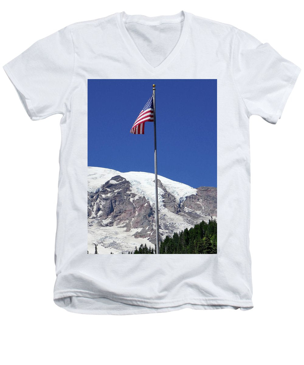 Patriotic Rainier - Men's V-Neck T-Shirt - Fry1Productions